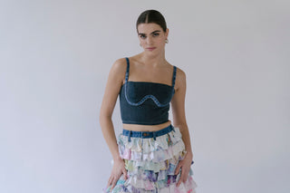 GOAT Vintage +REwork Denim Corset    Tank  - Vintage, Y2K and Upcycled Apparel