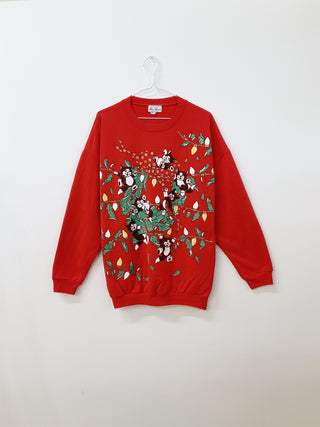 GOAT Vintage Cat Holiday wreath Sweatshirt    Sweatshirts  - Vintage, Y2K and Upcycled Apparel