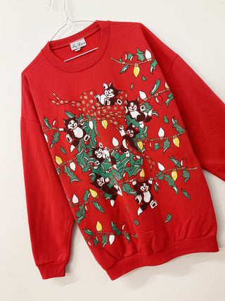 GOAT Vintage Cat Holiday wreath Sweatshirt    Sweatshirts  - Vintage, Y2K and Upcycled Apparel