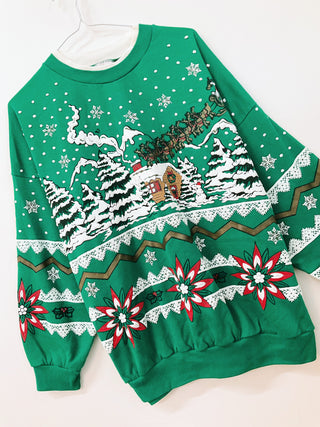GOAT Vintage Santa & his Reindeers Holiday Sweatshirt    Sweatshirts  - Vintage, Y2K and Upcycled Apparel