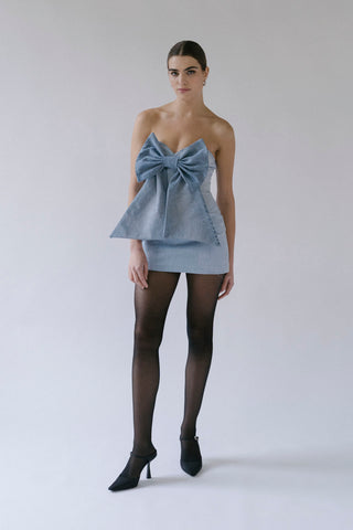 GOAT Vintage +REwork Denim Mini Bow Dress    Dresses  - Vintage, Y2K and Upcycled Apparel