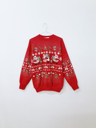 GOAT Vintage Santa Pattern Holiday Sweatshirt    Sweatshirts  - Vintage, Y2K and Upcycled Apparel