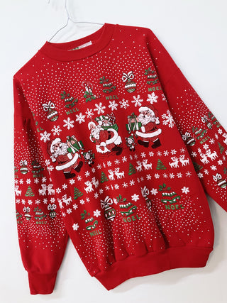 GOAT Vintage Santa Pattern Holiday Sweatshirt    Sweatshirts  - Vintage, Y2K and Upcycled Apparel