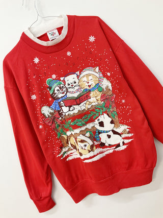 GOAT Vintage 5 Kittens Holiday Sweatshirt    Sweatshirts  - Vintage, Y2K and Upcycled Apparel