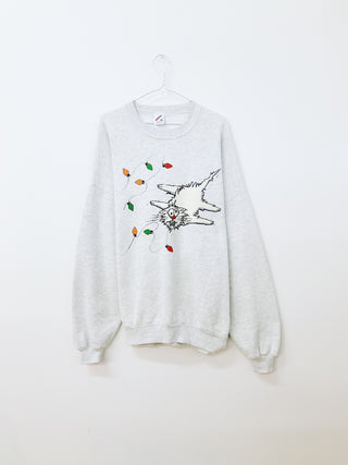 GOAT Vintage Cat Holiday Sweatshirt    Sweatshirts  - Vintage, Y2K and Upcycled Apparel
