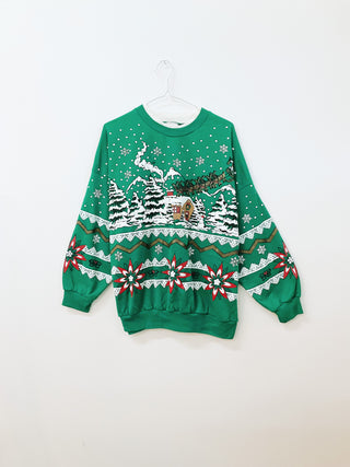 GOAT Vintage Santa & his Reindeers Holiday Sweatshirt    Sweatshirts  - Vintage, Y2K and Upcycled Apparel