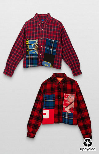 GOAT Vintage Plaid Patchwork Flannel    Sweatshirt  - Vintage, Y2K and Upcycled Apparel